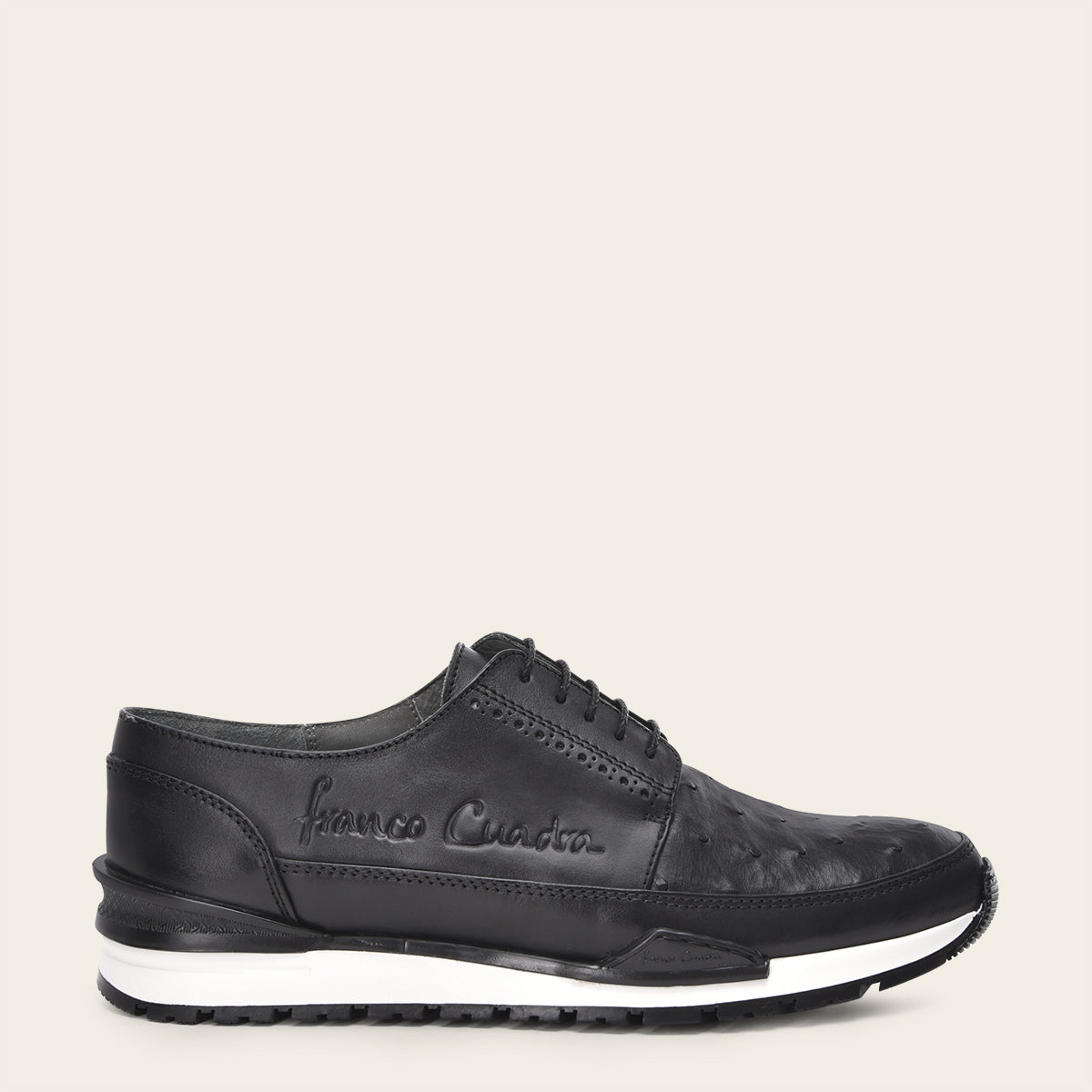 Tenis con piel genuina de avestruz para caballero