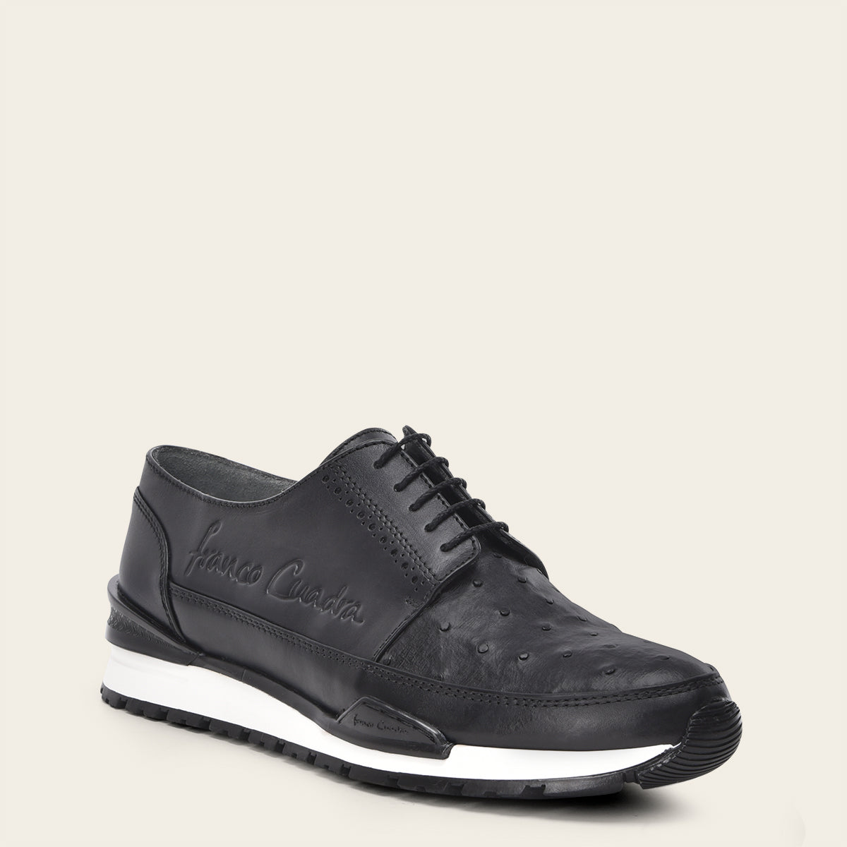 Tenis con piel genuina de avestruz para caballero
