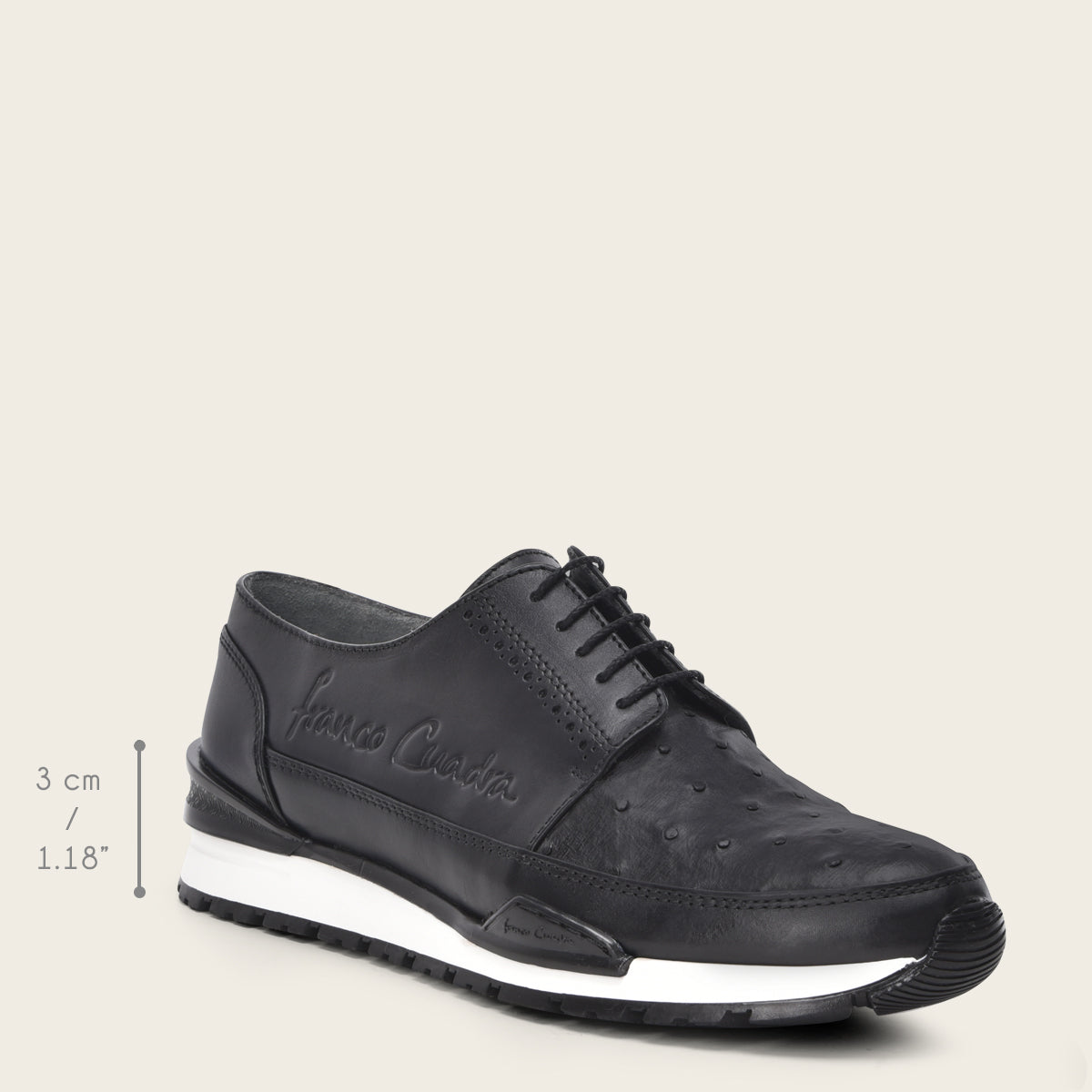 Tenis con piel genuina de avestruz para caballero
