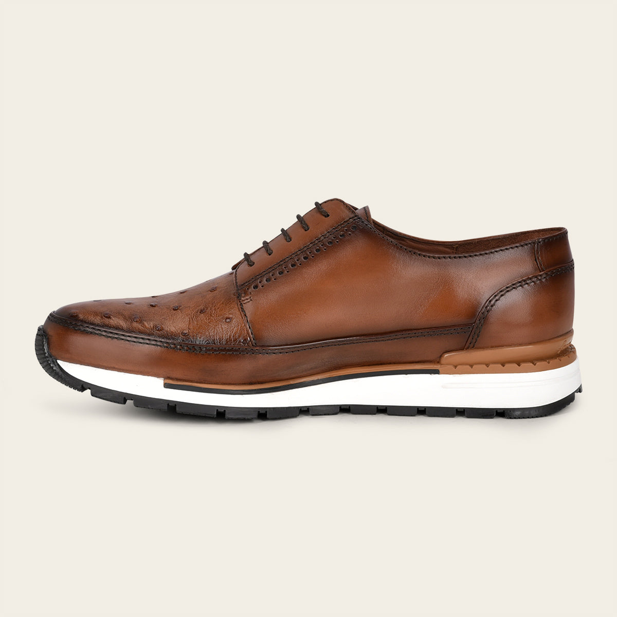 Tenis con piel genuina de avestruz para caballero
