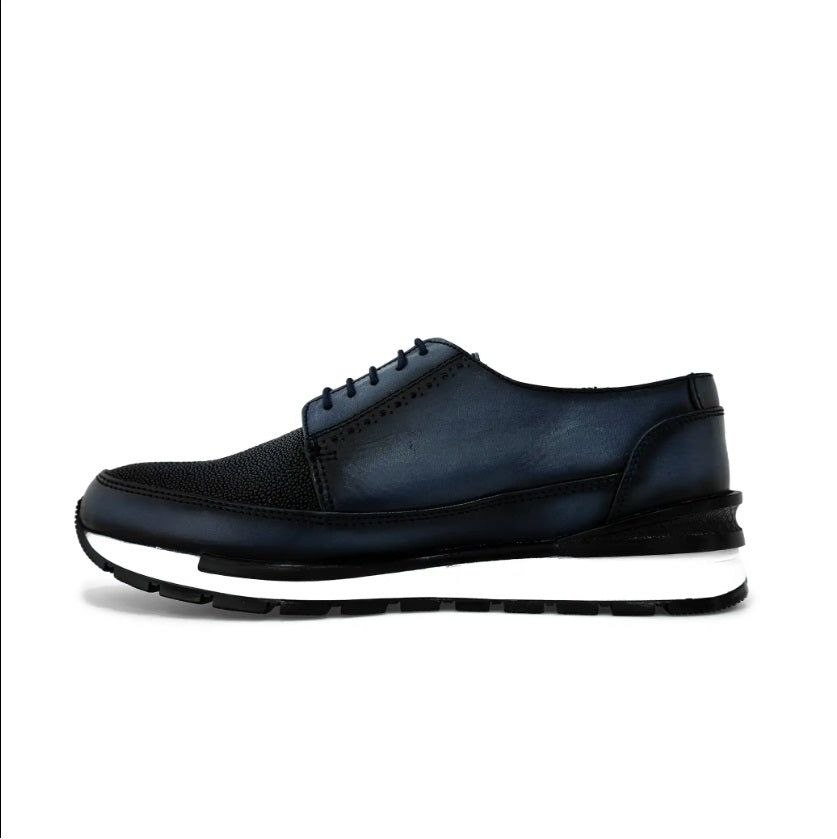 Tenis con piel genuina de mantarraya para caballero