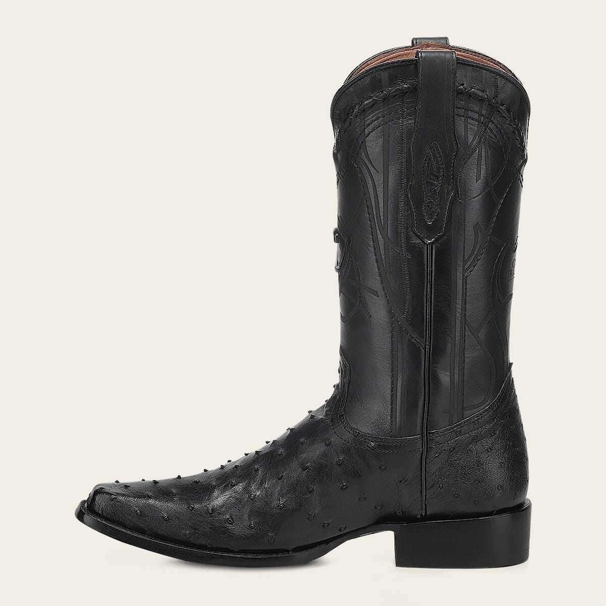 Bota tradicional Orígenes en piel genuina de avestruz para caballero