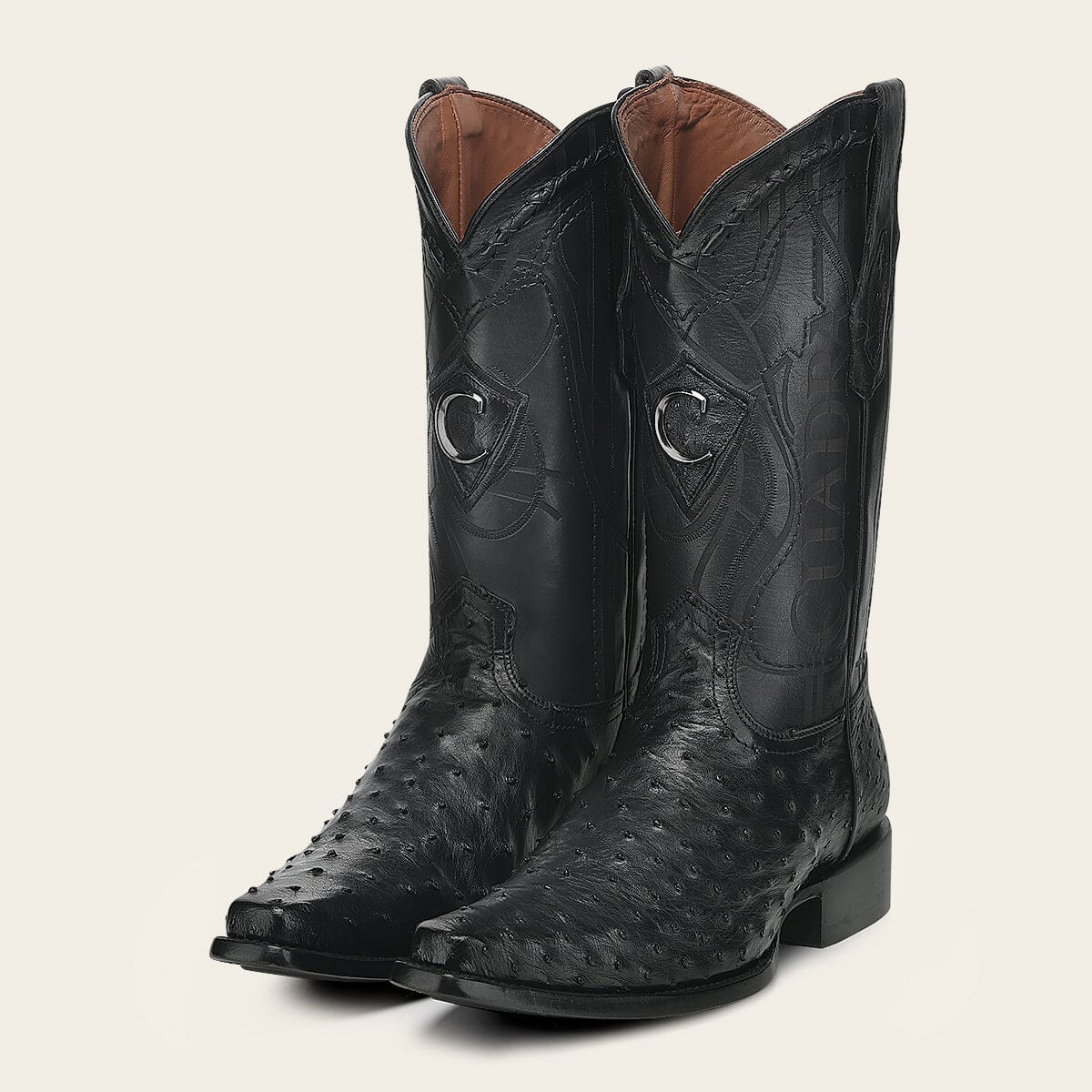 Bota tradicional Orígenes en piel genuina de avestruz para caballero