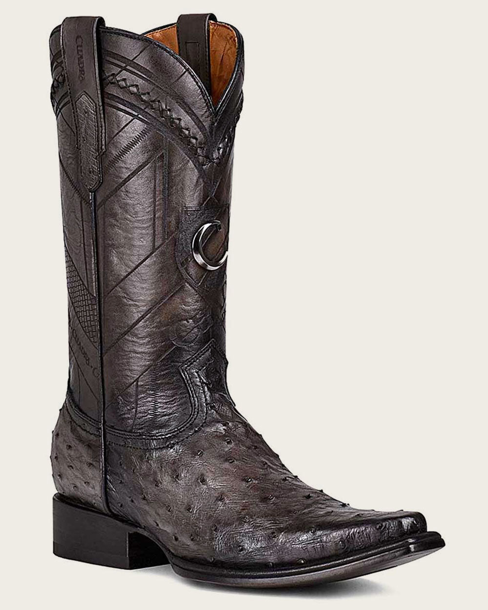 Bota piel exotica cafe con grabado