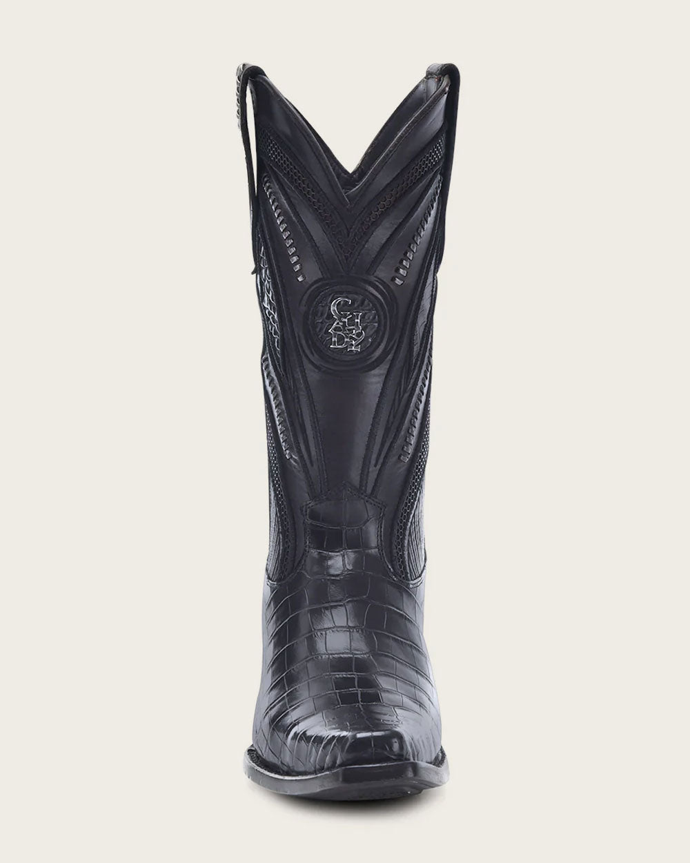 Bota vaquera de piel de alto exótico color negro