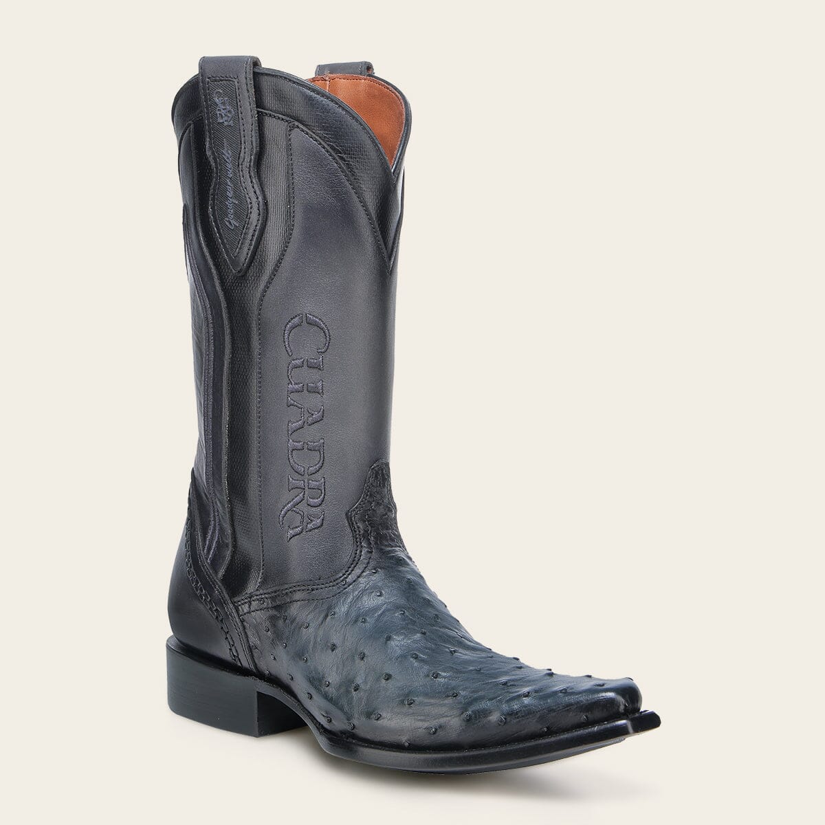 Bota tradicional en piel genuina de avestruz para caballero