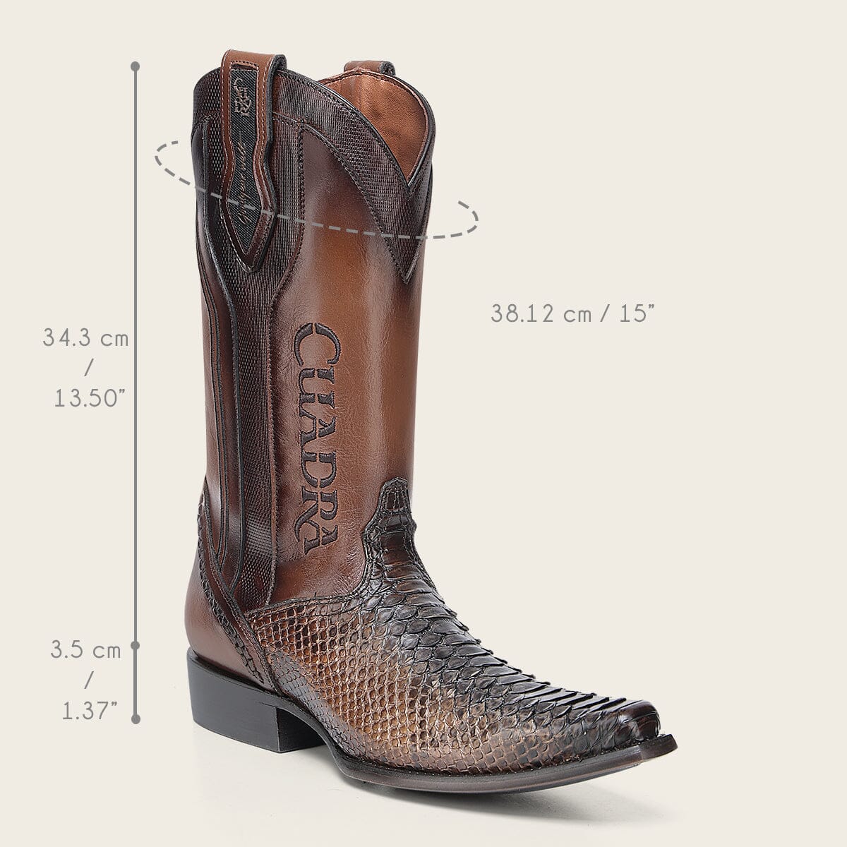 Bota tradicional en piel genuina de pitón para caballero