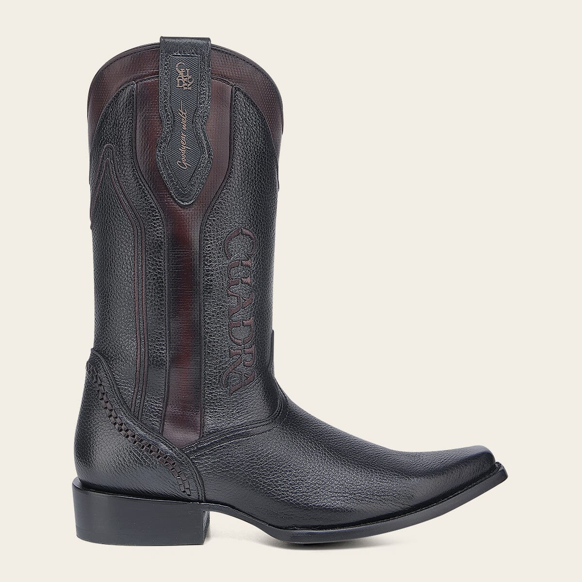 Bota vaquera en piel genuina de venado para caballero