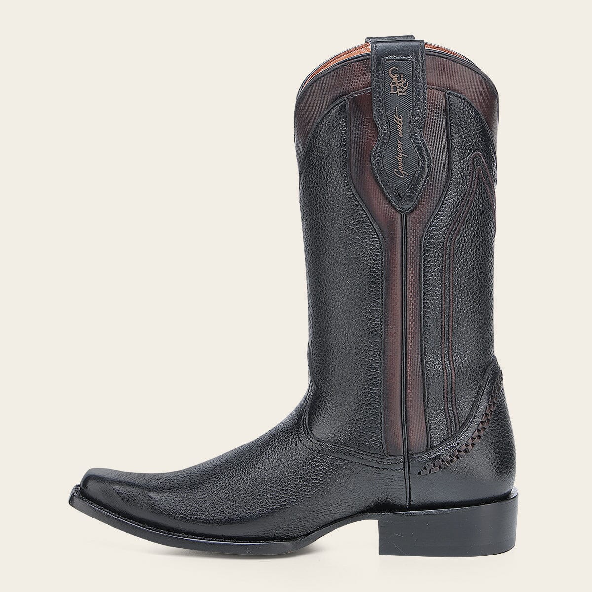 Bota vaquera en piel genuina de venado para caballero