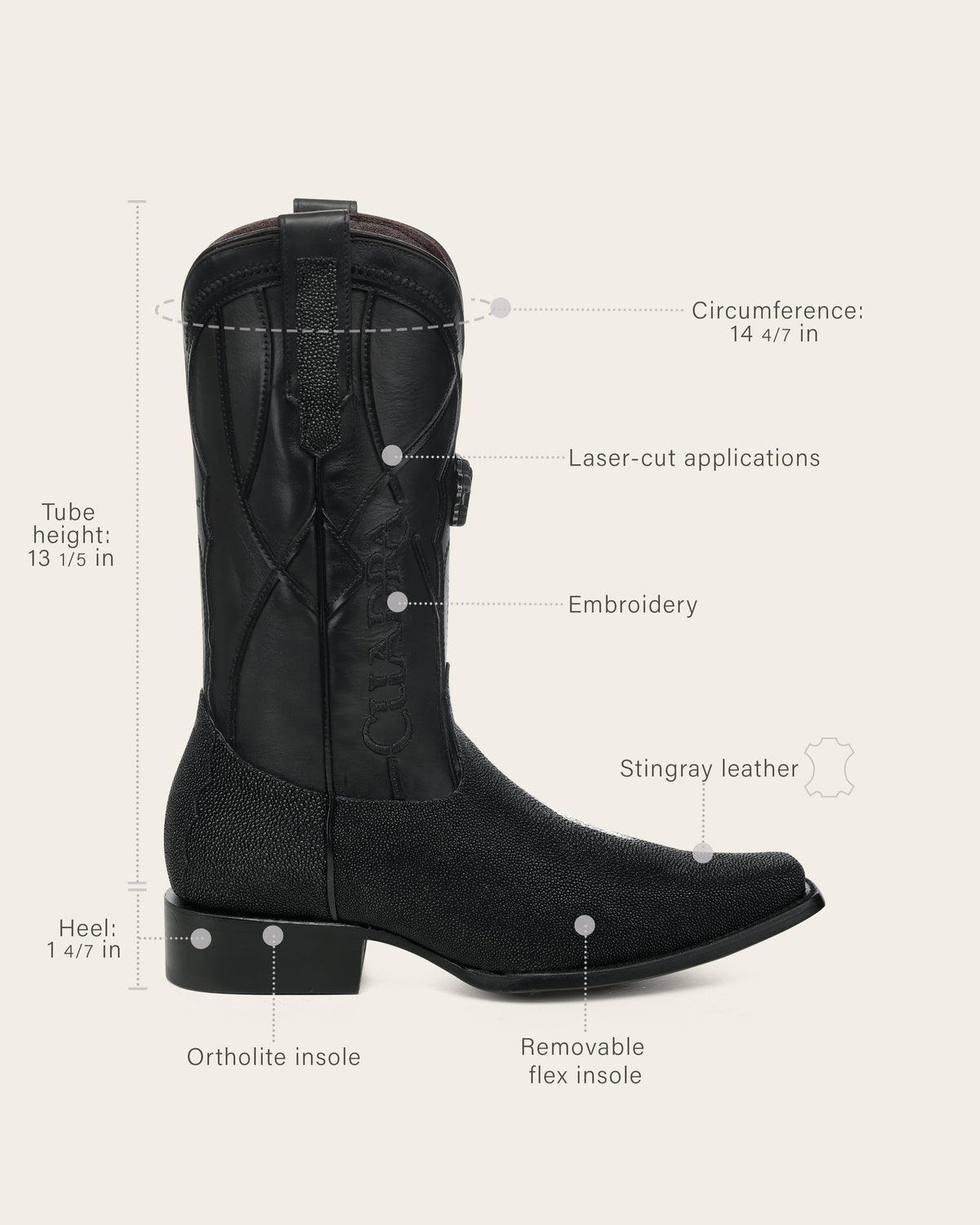 Bota de piel exotica de mantarraya