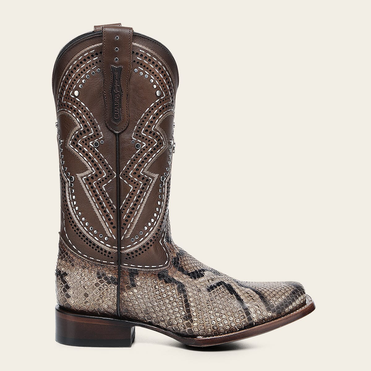 Bota rodeo en piel genuina de pitón para dama