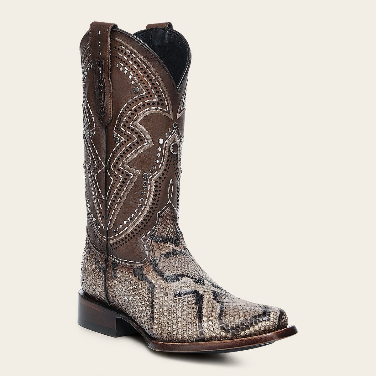 Bota rodeo en piel genuina de pitón para dama