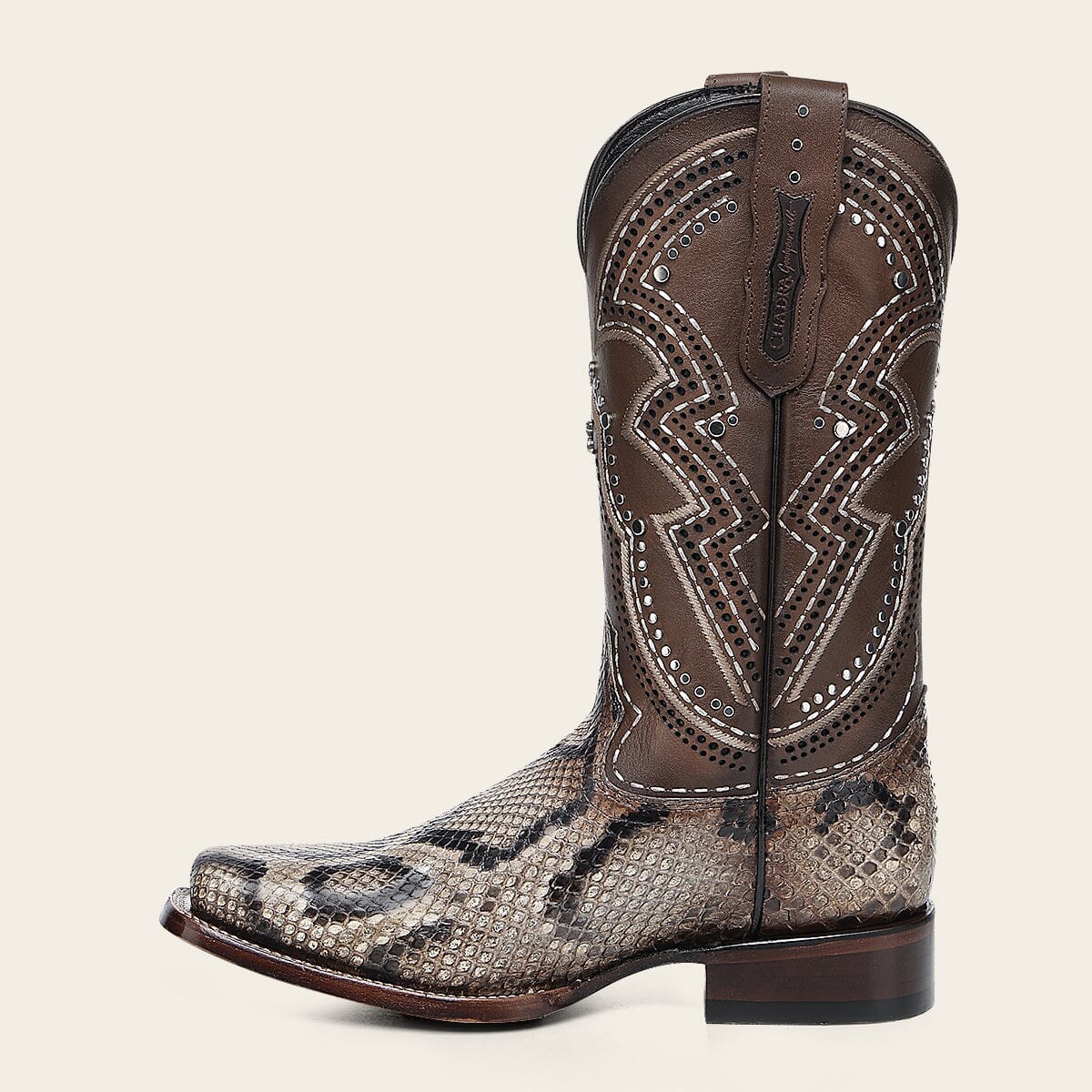 Bota rodeo en piel genuina de pitón para dama