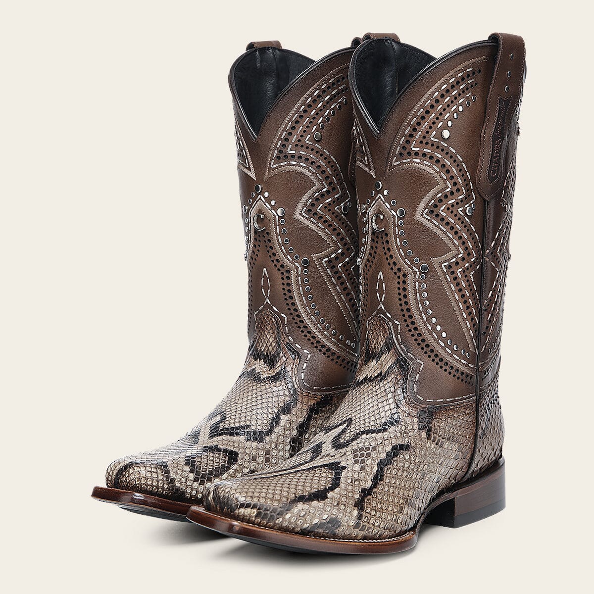 Bota rodeo en piel genuina de pitón para dama