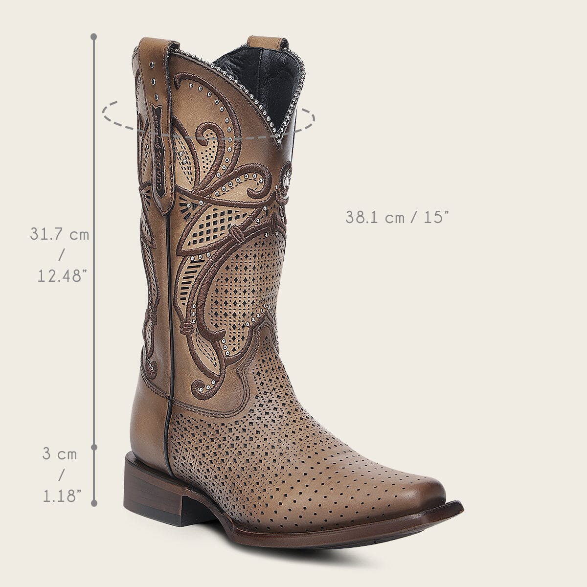 Bota rodeo en piel genuina para dama