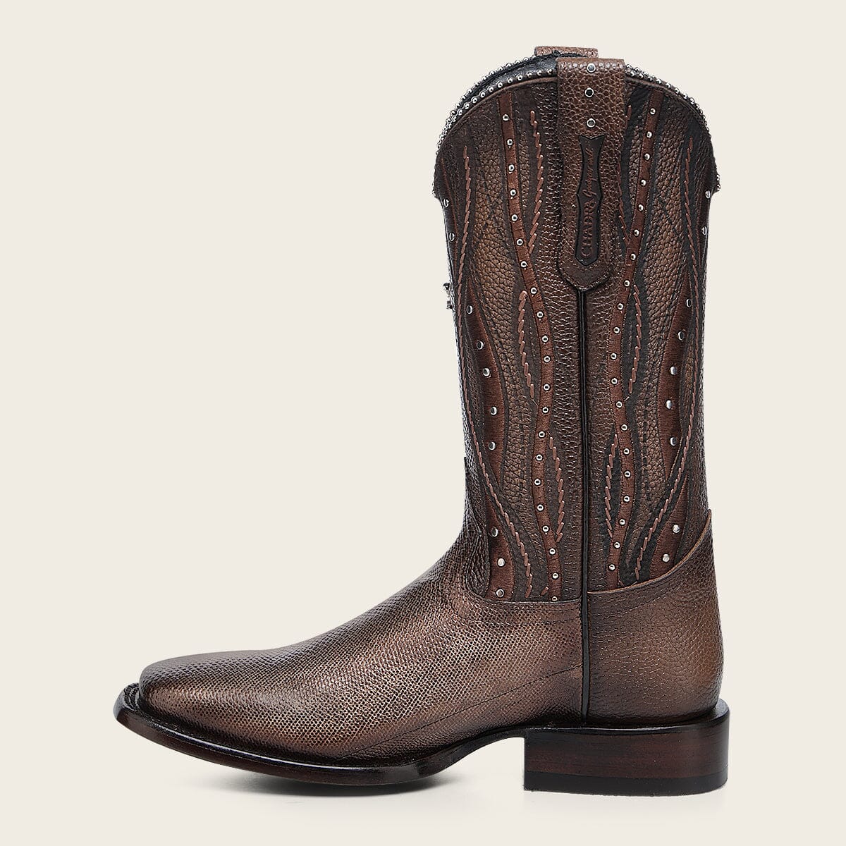 Bota de rodeo en piel genuina de carunga para dama