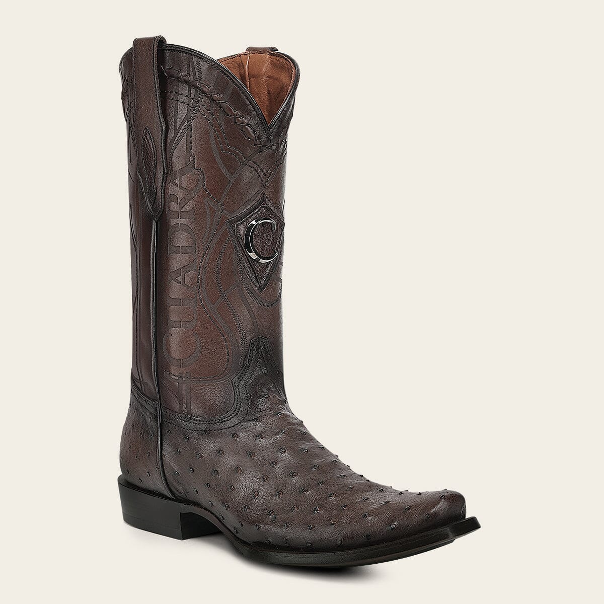 Bota tradicional Orígenes en piel genuina de avestruz para caballero
