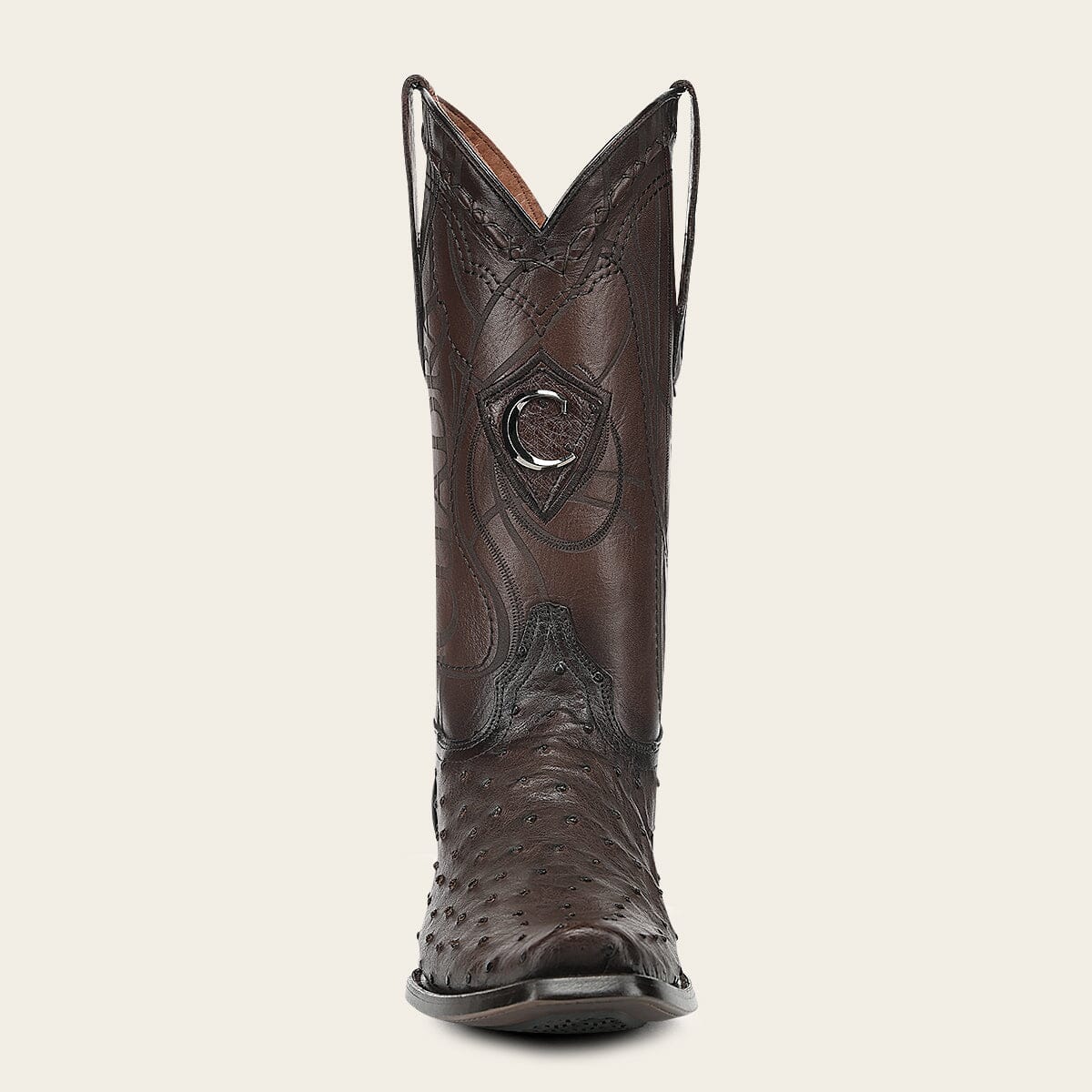 Bota tradicional Orígenes en piel genuina de avestruz para caballero