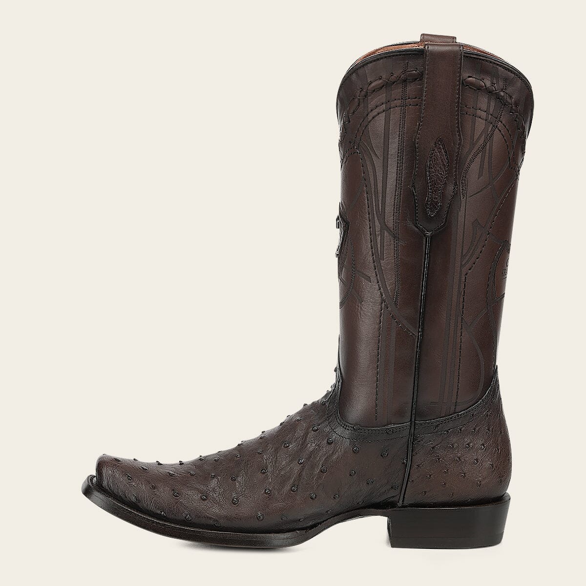 Bota tradicional Orígenes en piel genuina de avestruz para caballero