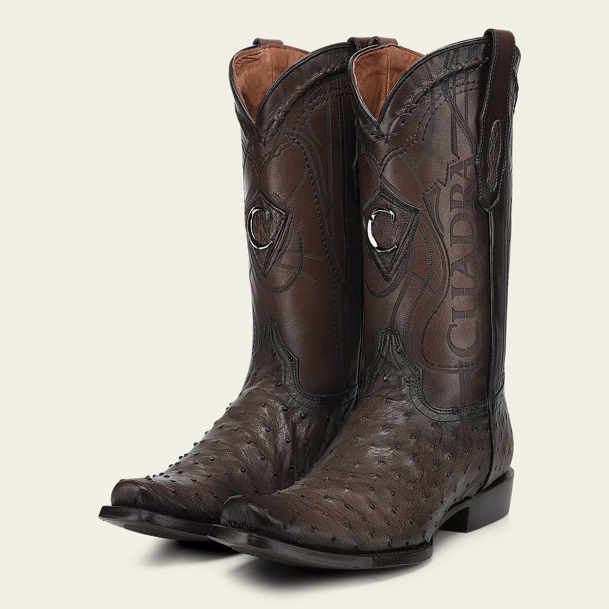 Bota tradicional Orígenes en piel genuina de avestruz para caballero