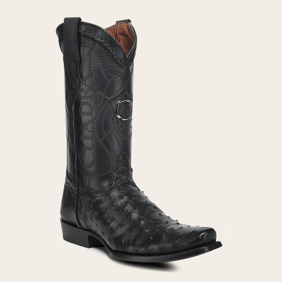 Bota tradicional Orígenes en piel genuina de avestruz para caballero