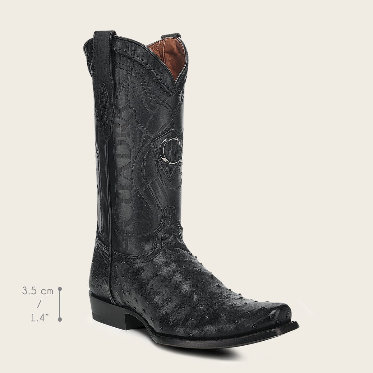Bota tradicional Orígenes en piel genuina de avestruz para caballero