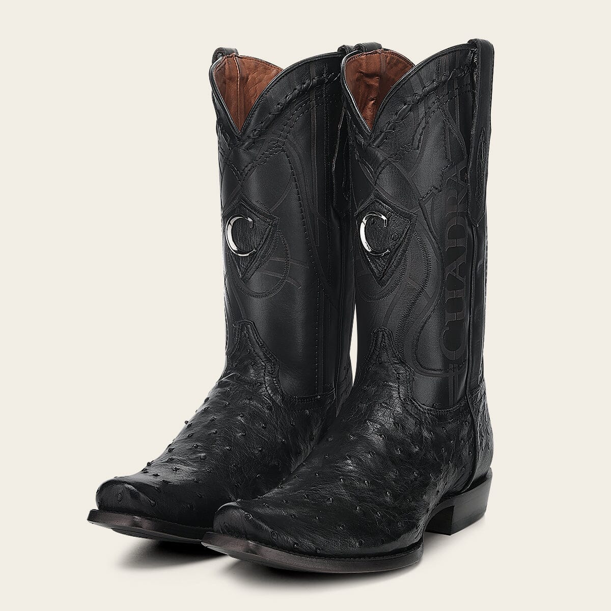 Bota tradicional Orígenes en piel genuina de avestruz para caballero