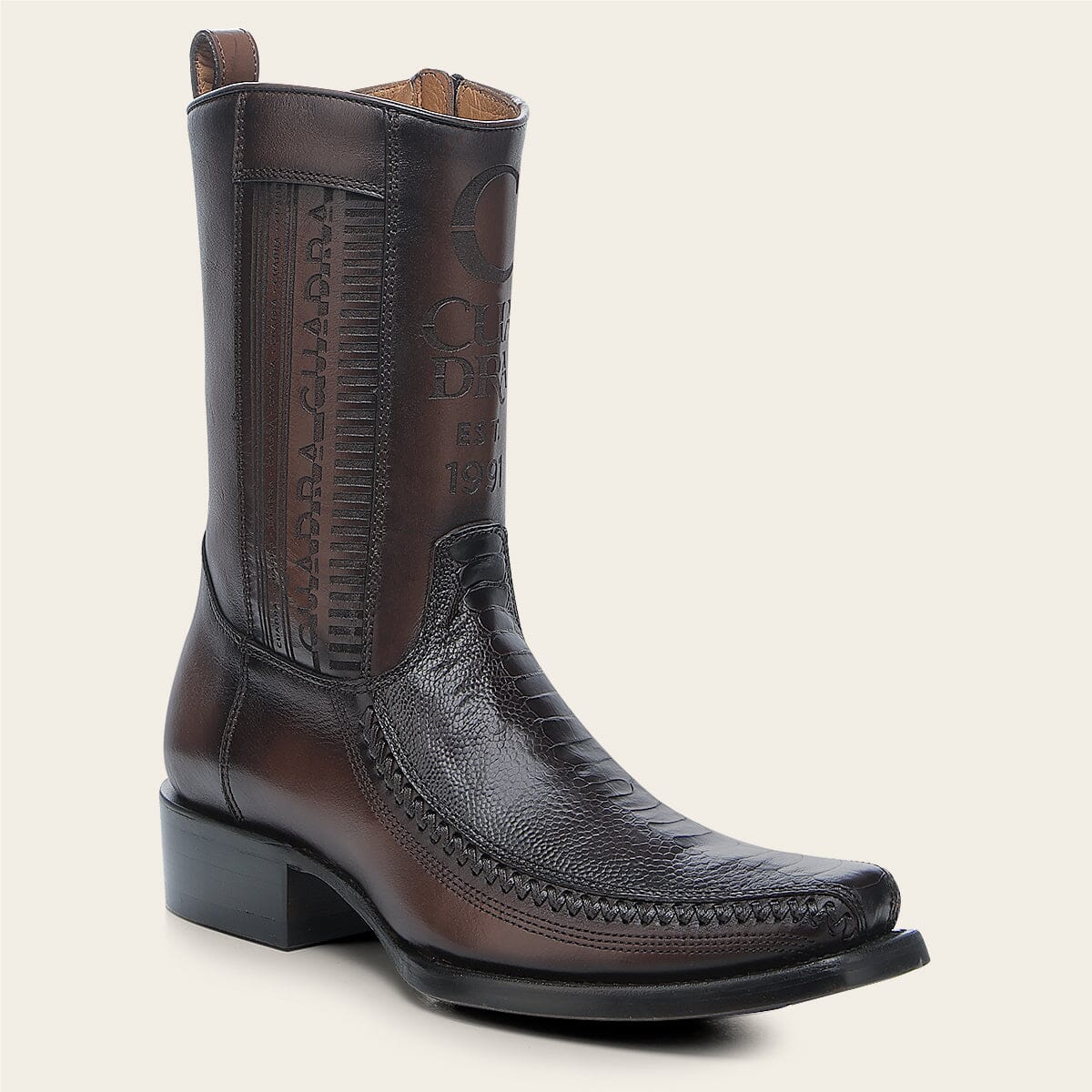 Bota casual en piel genuina de pata de avestruz para caballero
