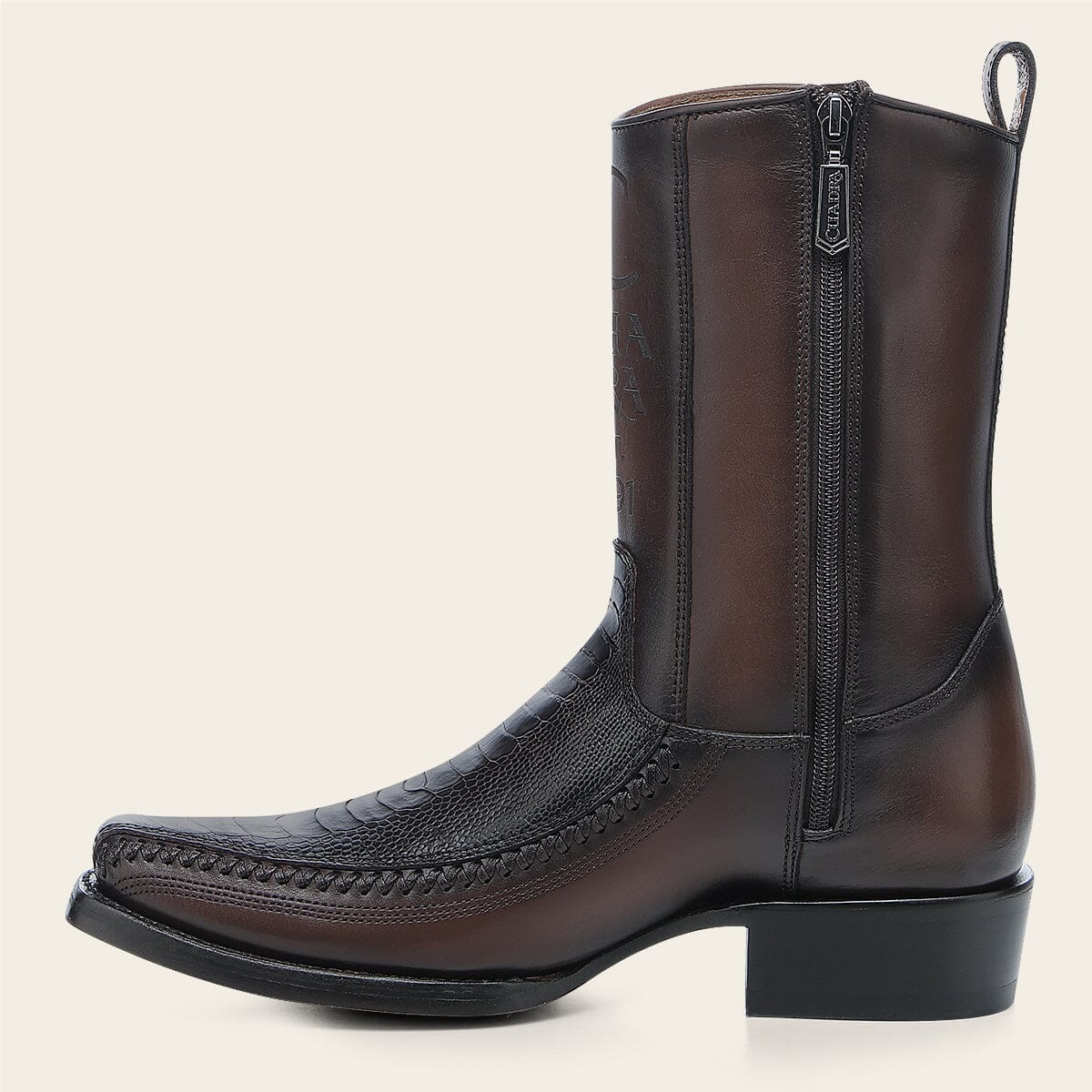 Bota casual en piel genuina de pata de avestruz para caballero