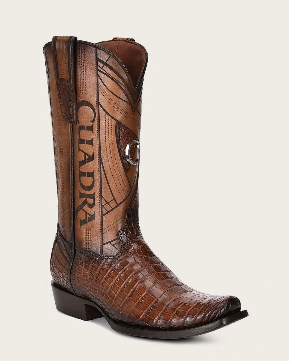 Botas de hombre tradicionales de cuero exótico pintadas a mano.