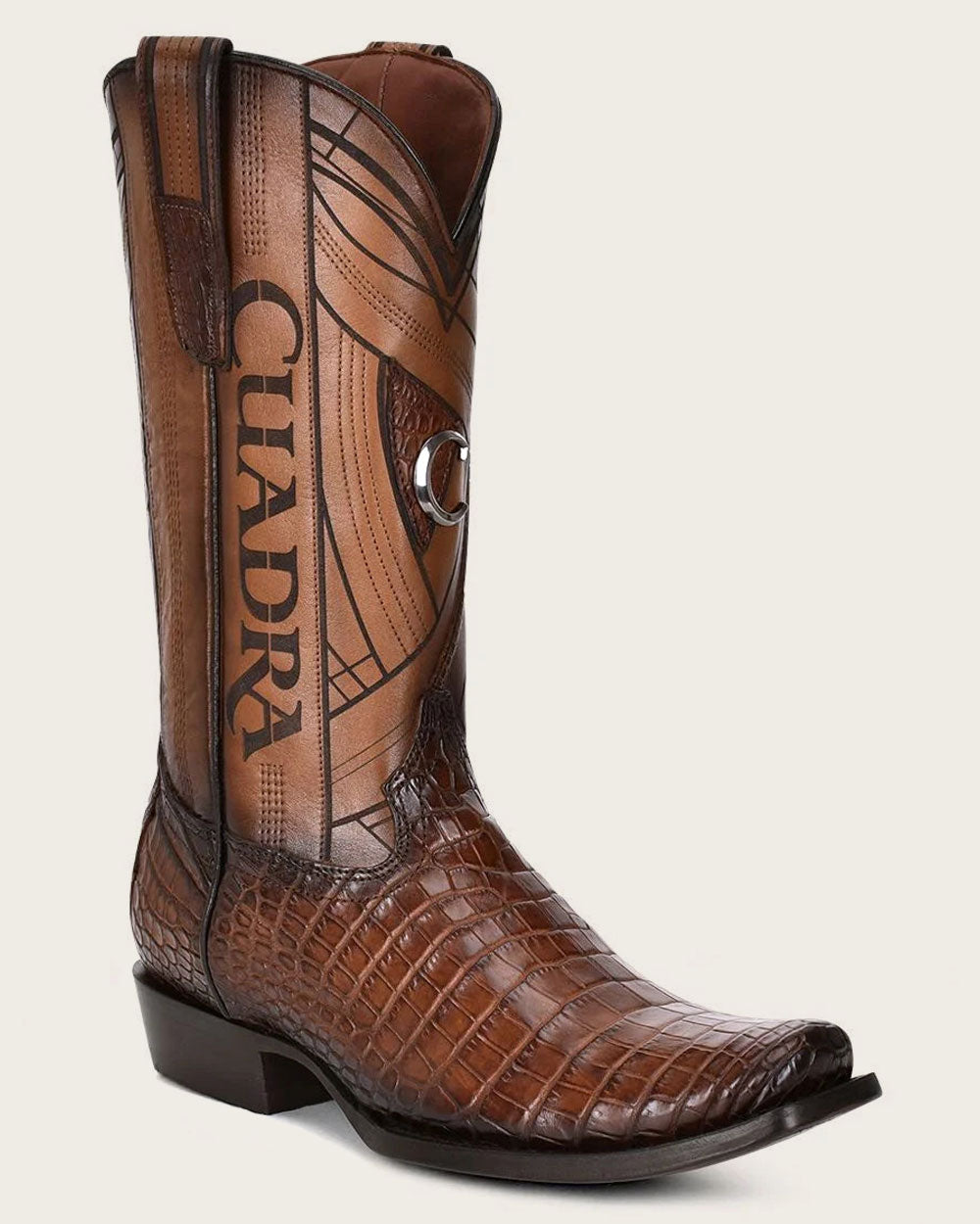 Botas de hombre tradicionales de cuero exótico pintadas a mano.