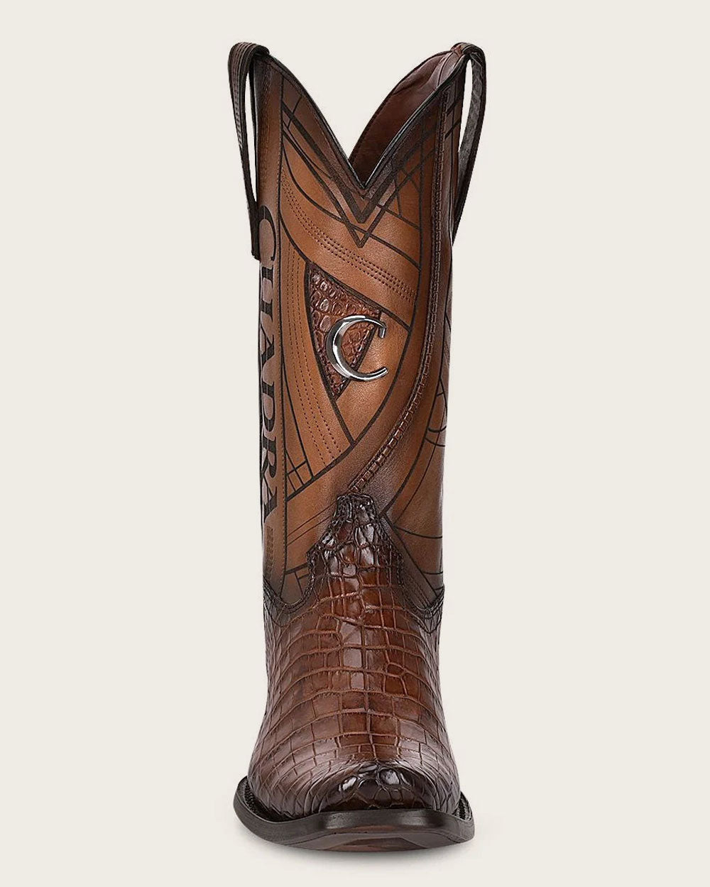 Botas de hombre tradicionales de cuero exótico pintadas a mano.