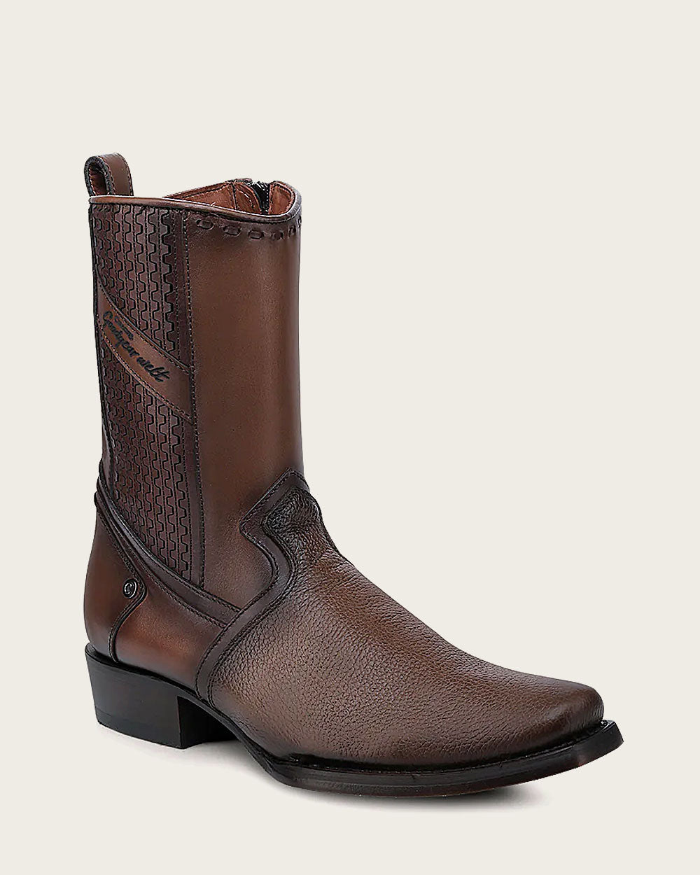 Bota de piel colot miel con grabado laser