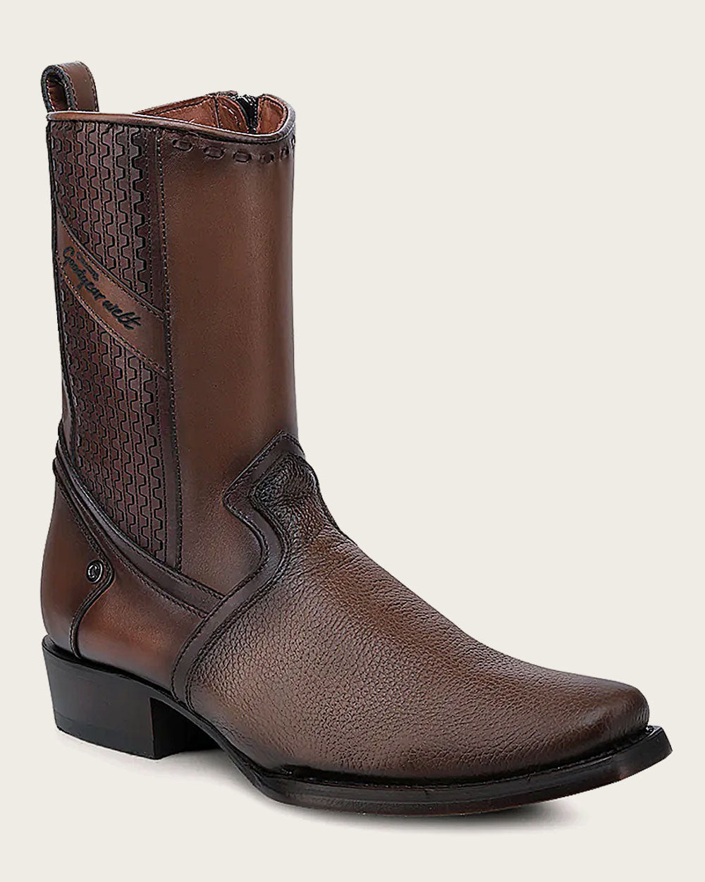 Bota de piel colot miel con grabado laser