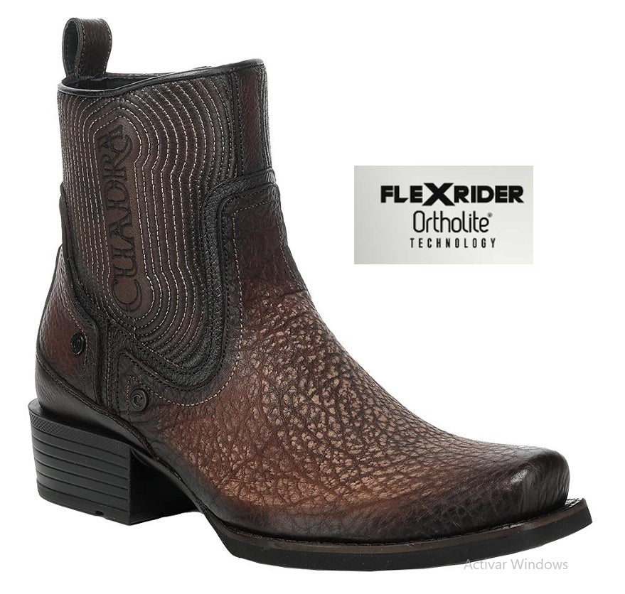 Botin cuadra de piel genuina de bisonte
