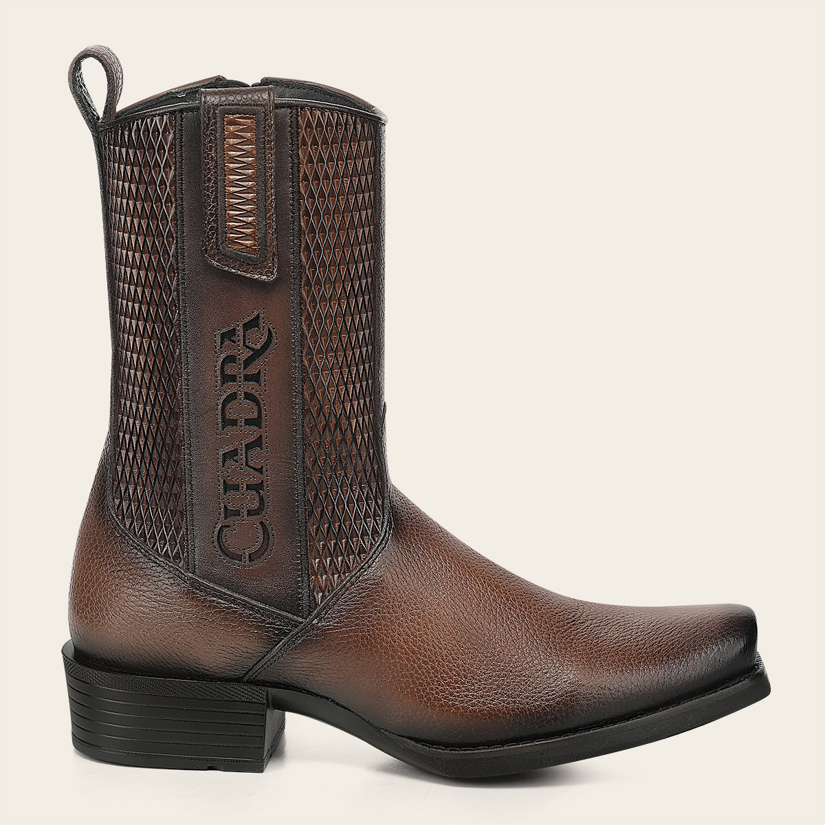 Bota urbana en piel genuina de venado italiano para caballero