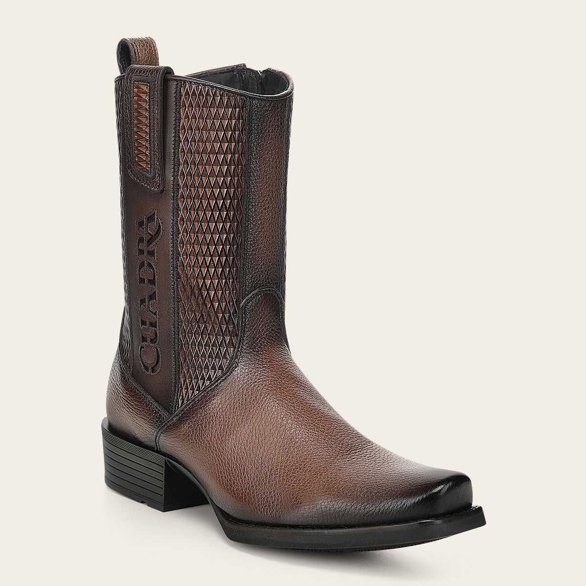 Bota urbana en piel genuina de venado italiano para caballero