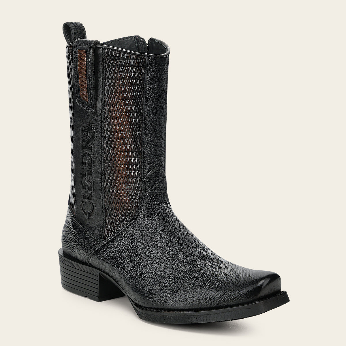 Bota urbana en piel genuina de venado italiano para caballero