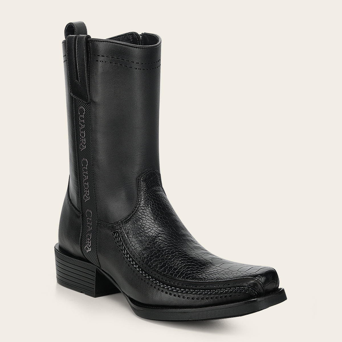 Bota urbana en piel genuina de pata de avestruz para caballero