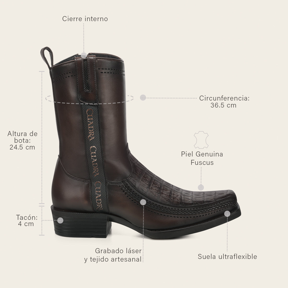 Bota urbana en piel genuina de fuscus
