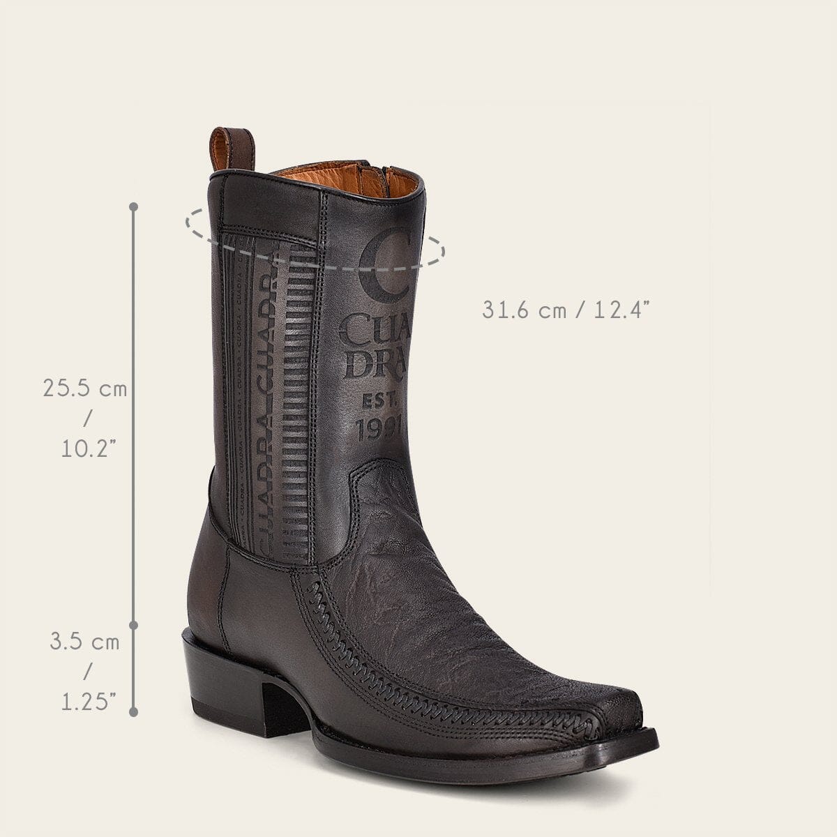 Bota casual en piel genuina de elefante para caballero