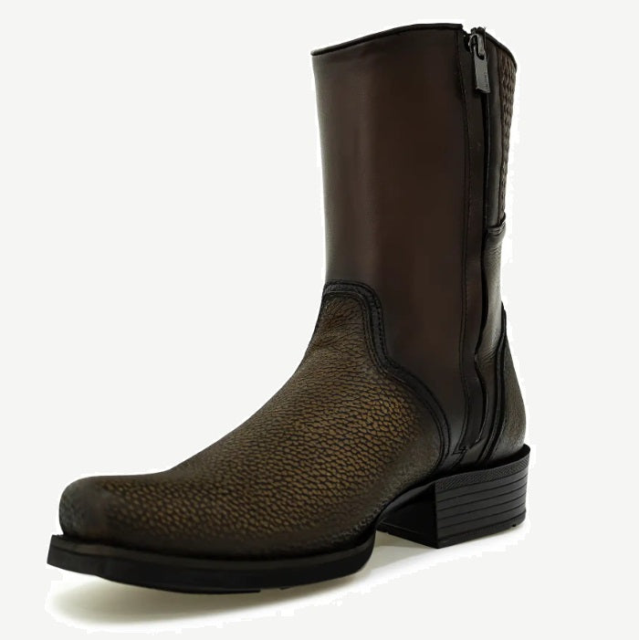 Bota urbana en piel genuina de bovino para caballero