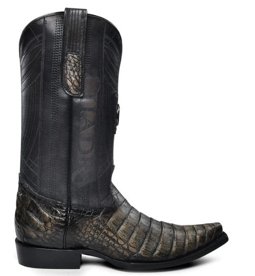 bota puntal de piel genuina de caimán