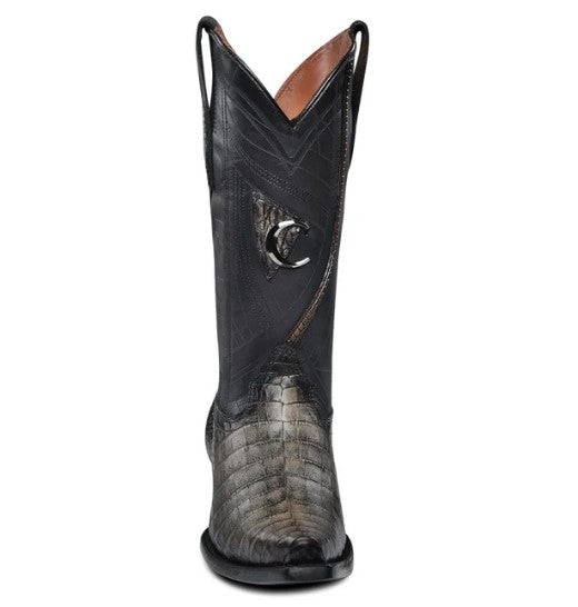 bota puntal de piel genuina de caimán