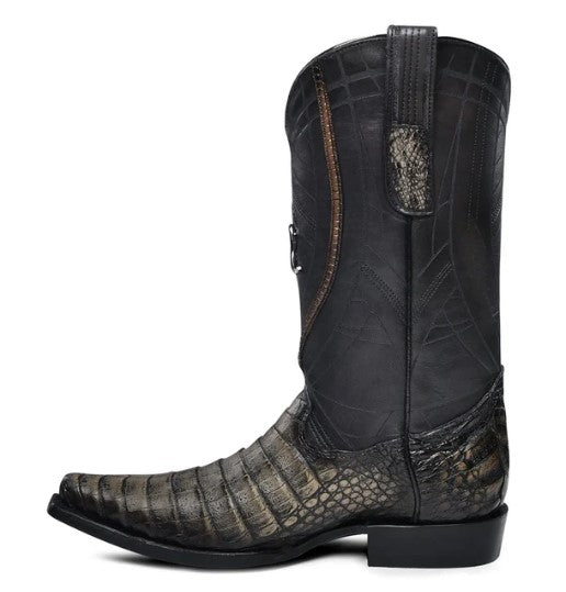 bota puntal de piel genuina de caimán