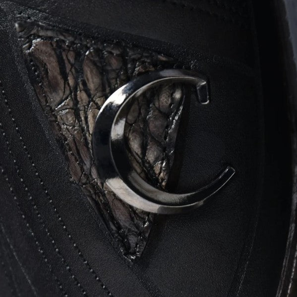 bota puntal de piel genuina de caimán