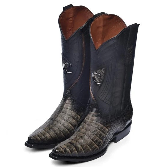 bota puntal de piel genuina de caimán
