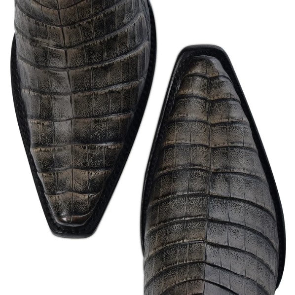 bota puntal de piel genuina de caimán