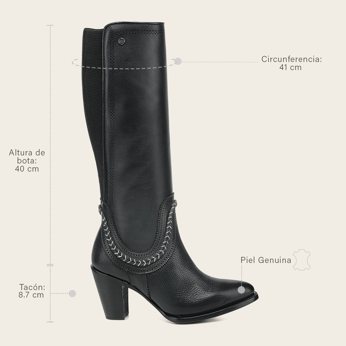 Bota casual en piel genuina para dama