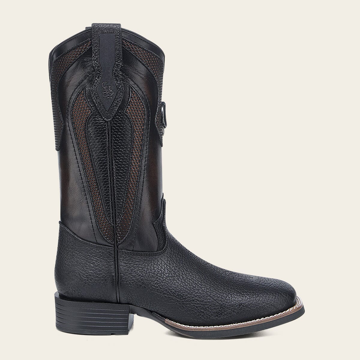 Bota rodeo en piel genuina de bisonte para caballero